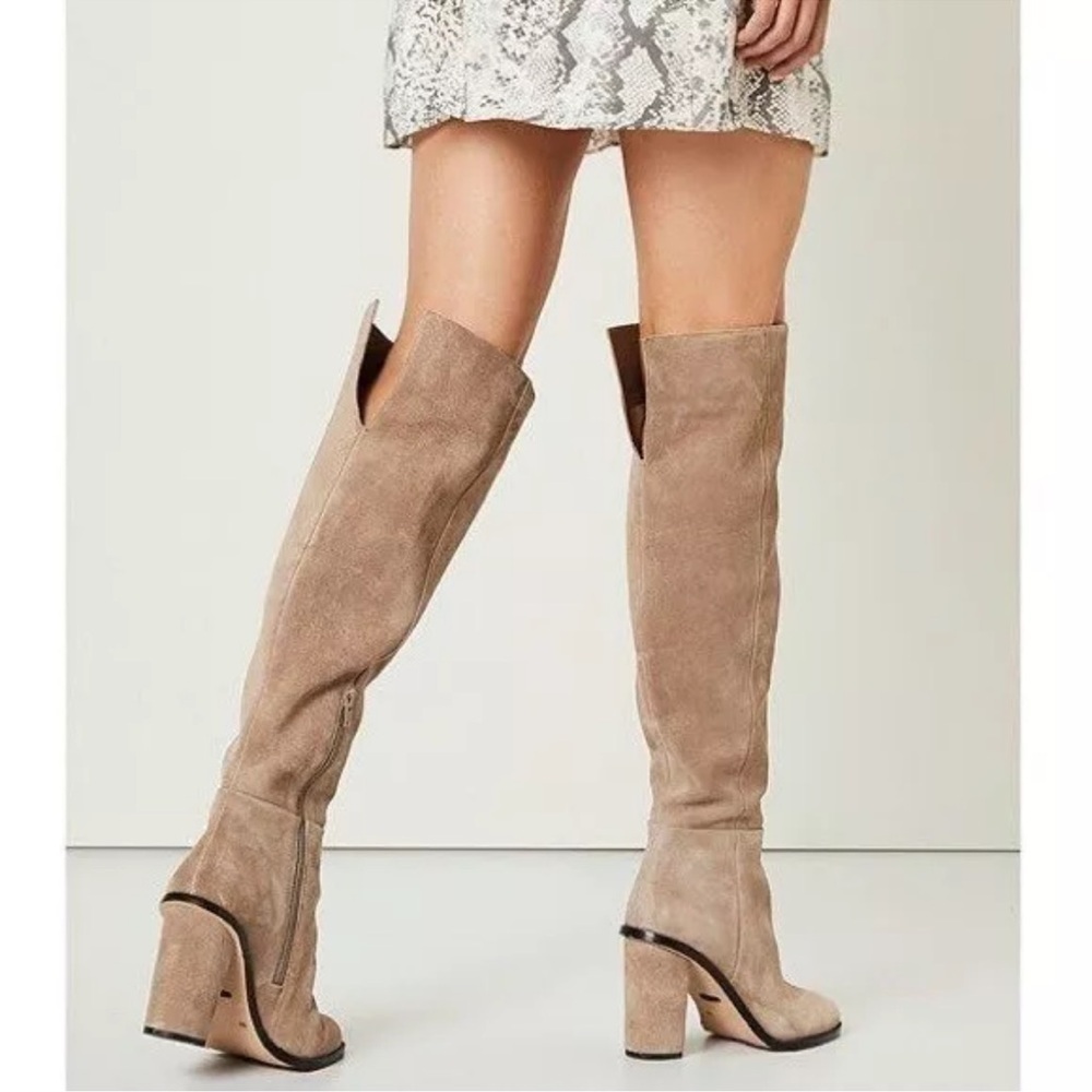 Gianni Bini Over the Knee Suede Boots Block Chunky 4" Heel Cognac NWOT W10 - Picture 13 of 15